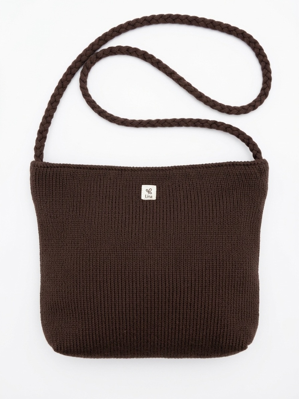 Lina Brown Knit Crossbody Bag Excellent Condition Soft Texture Casual Accessory